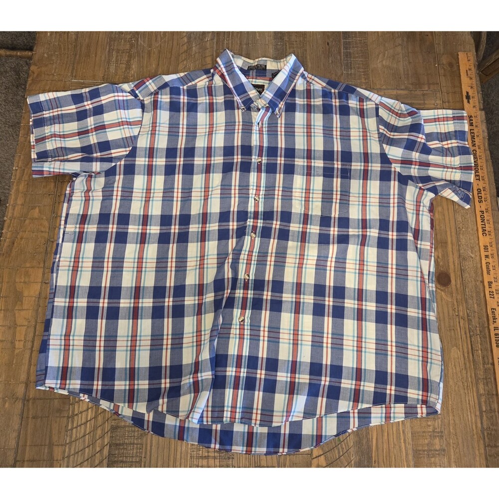 Royal Knight Mens Short Sleeve Button Down Shirt Size 3XL Plaid